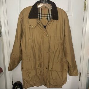 Burberry Classic Utility Trench Barn Coat Jacket with Corduroy Collar Medium